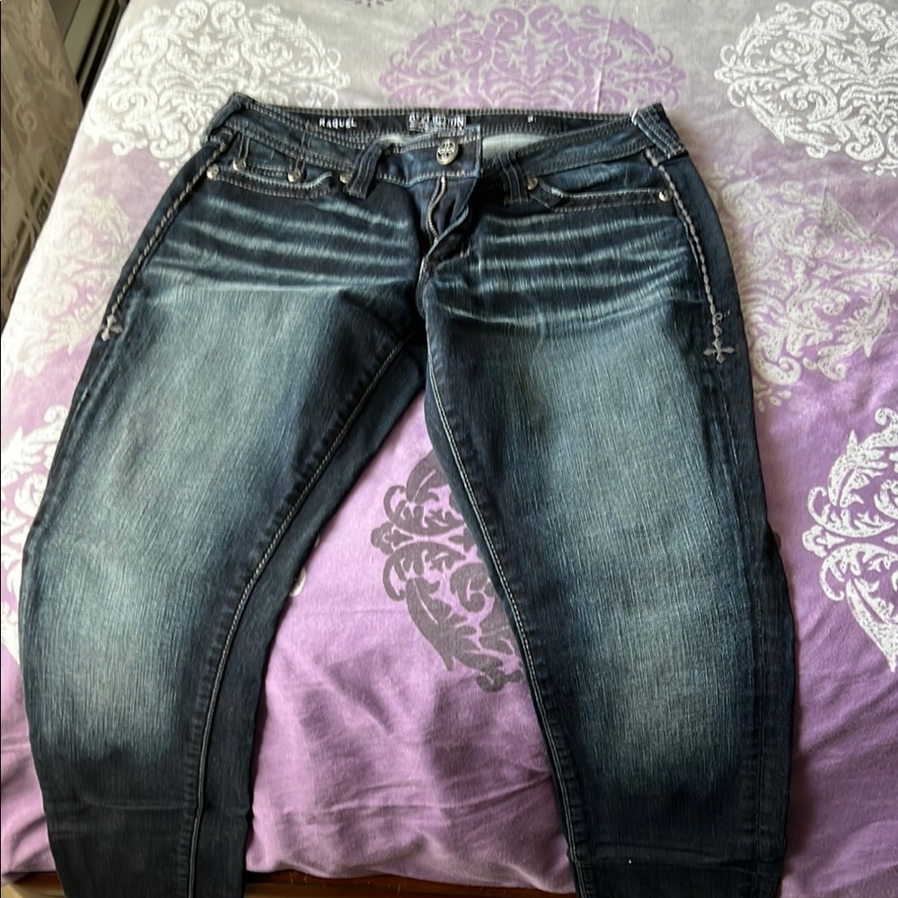 Affliction Blue Skinny Jeans with Faded Distressing